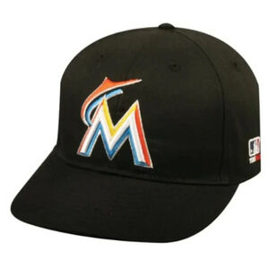 47 Brand Mens Miami Marlins MLB Baseball Cap Team Logo Strap Back Black Size M
